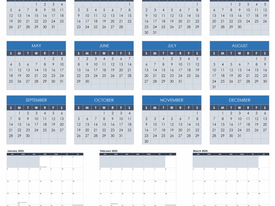 15 Free 2025 Monthly Calendar Templates Smartsheet