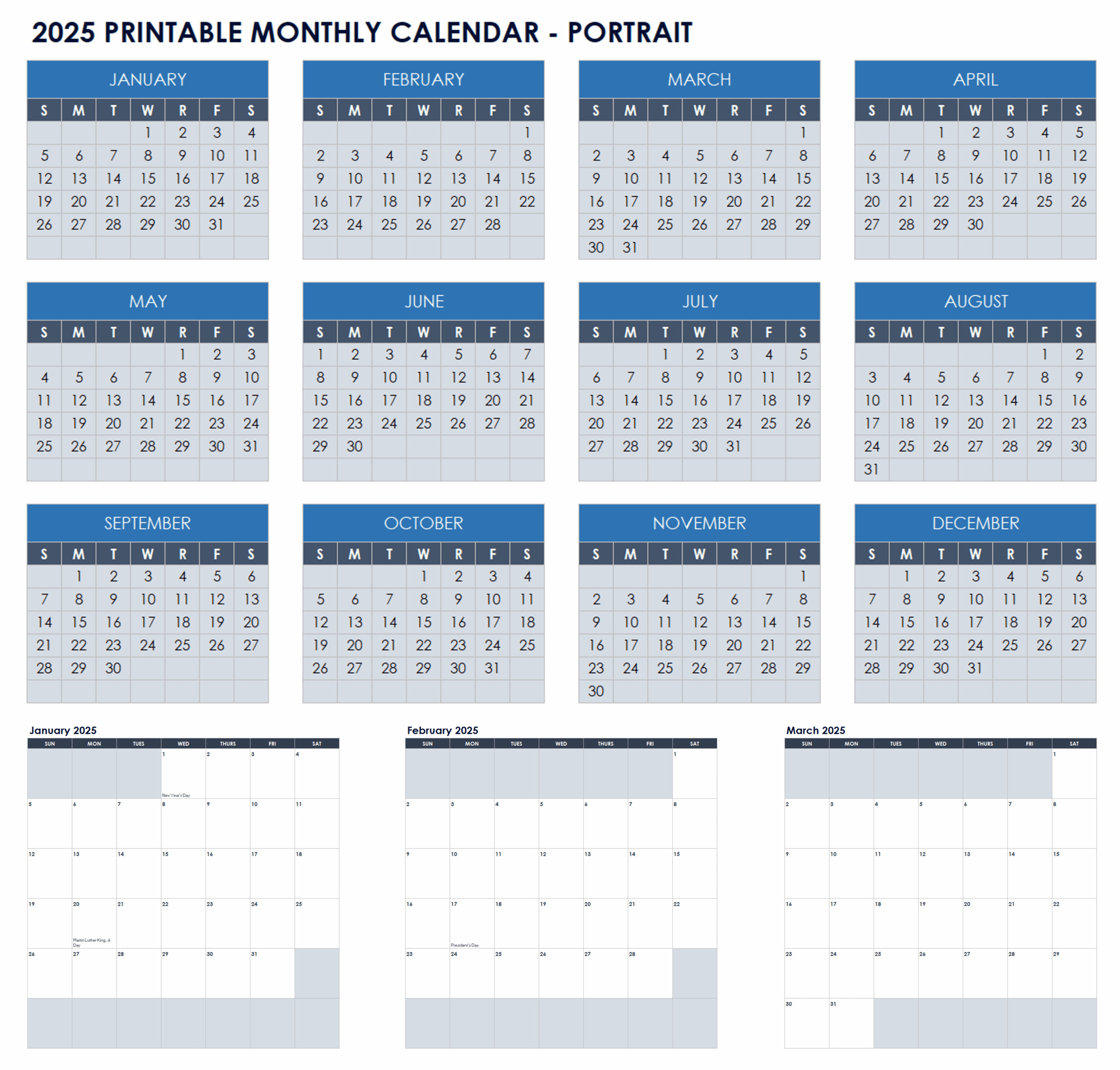 15 Free 2025 Monthly Calendar Templates Smartsheet