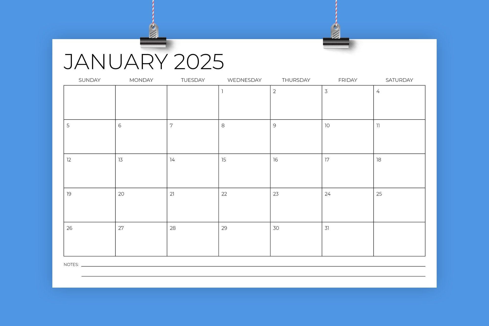 Blank 11x17 Calendar 2025 September