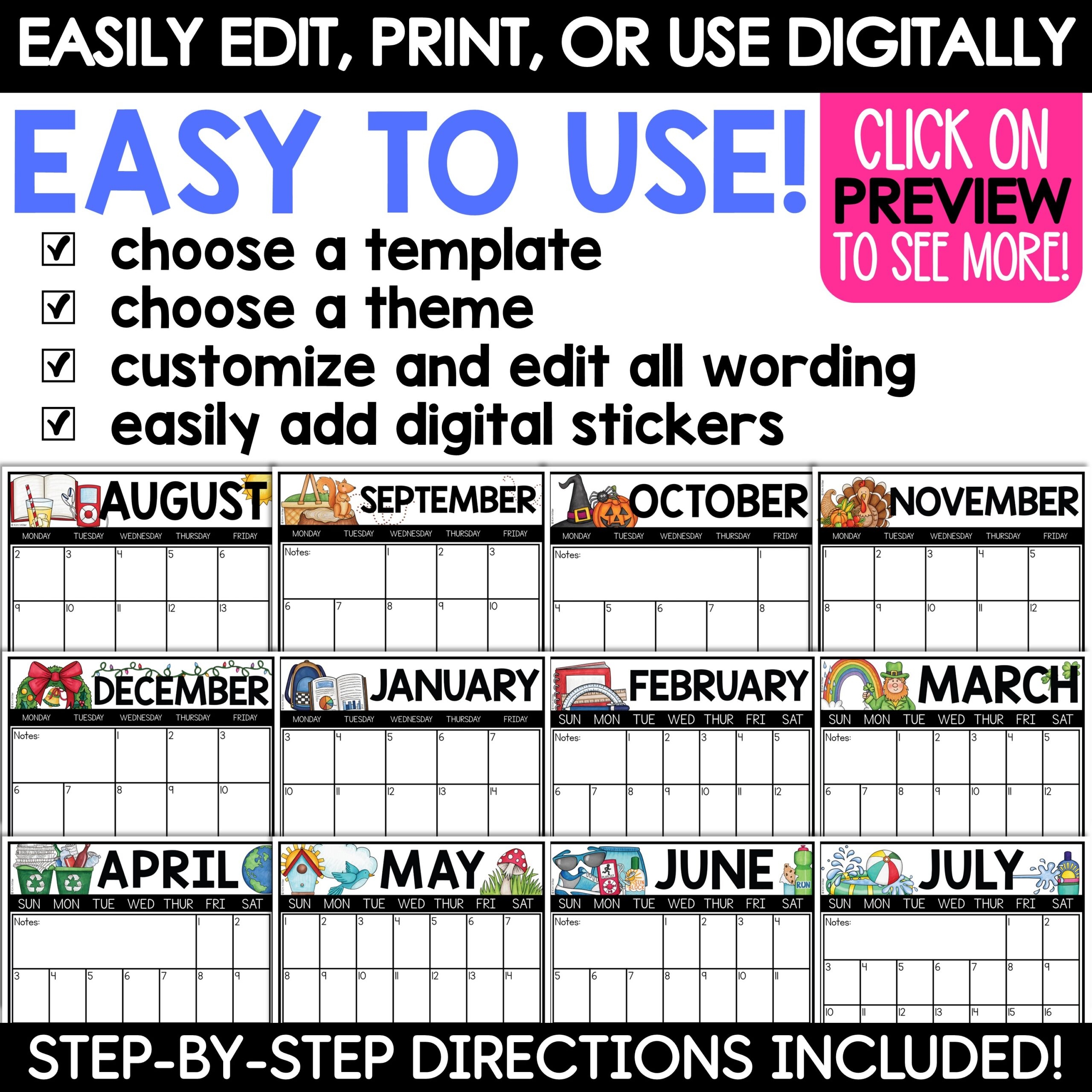 Blank Calendar September 2025 Template Editable