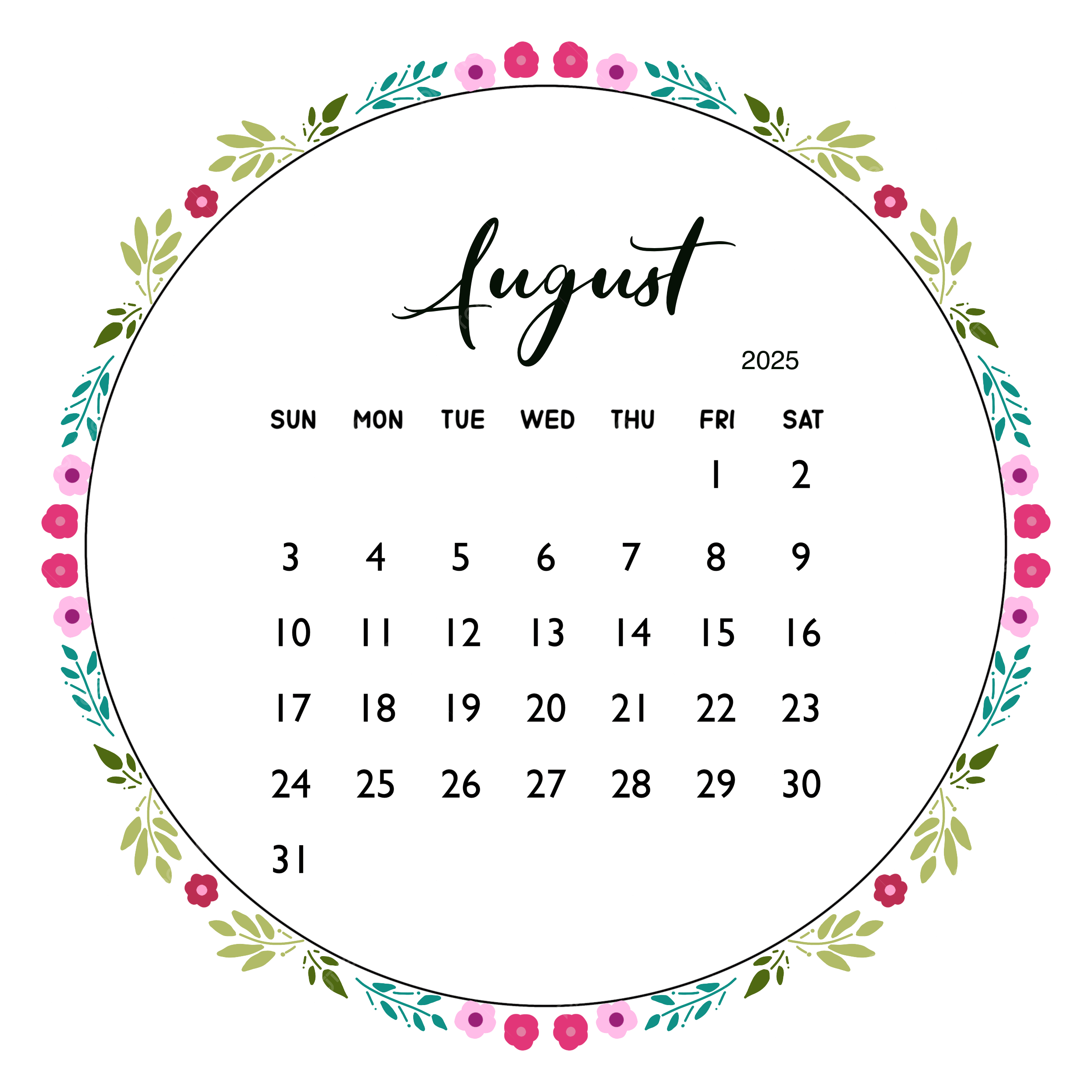 August 2025 Calendar