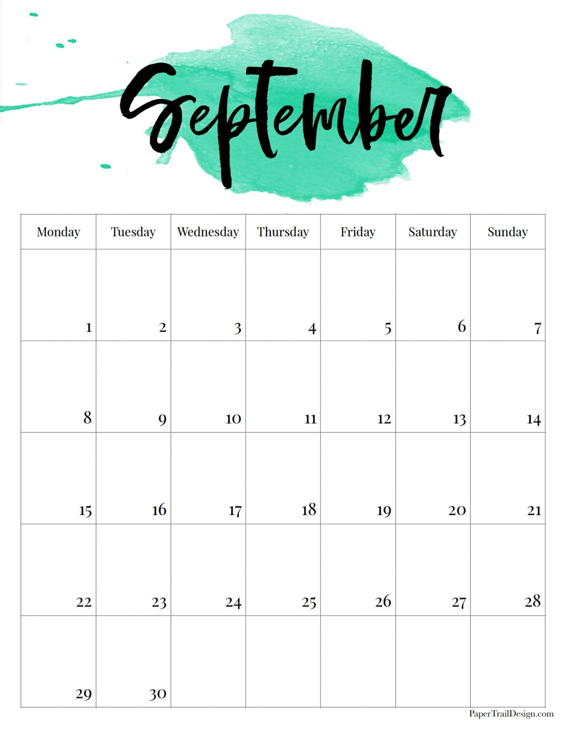 Downloadable Blank September 2025 Calendar