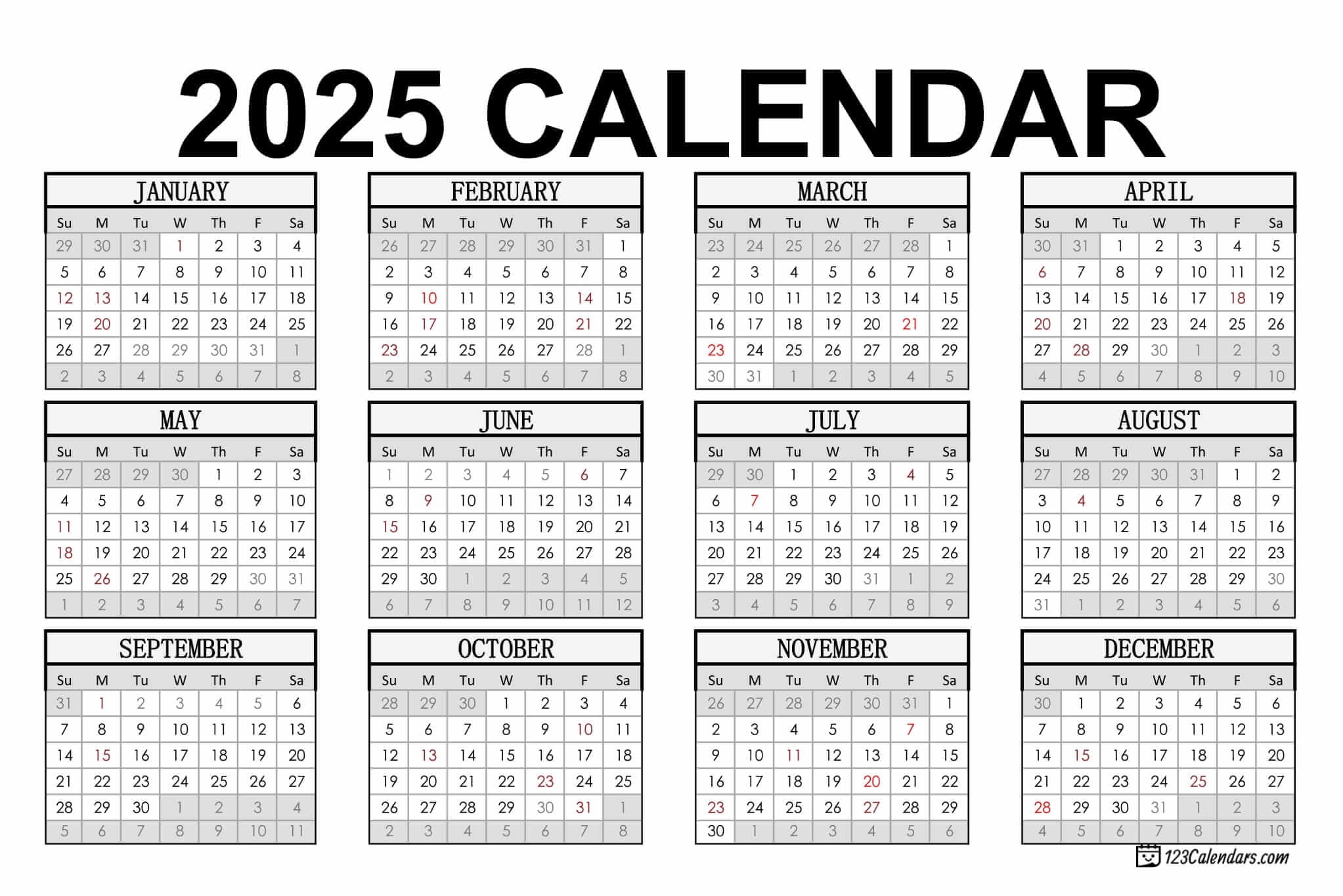 2025 August Through November Blank Calendars