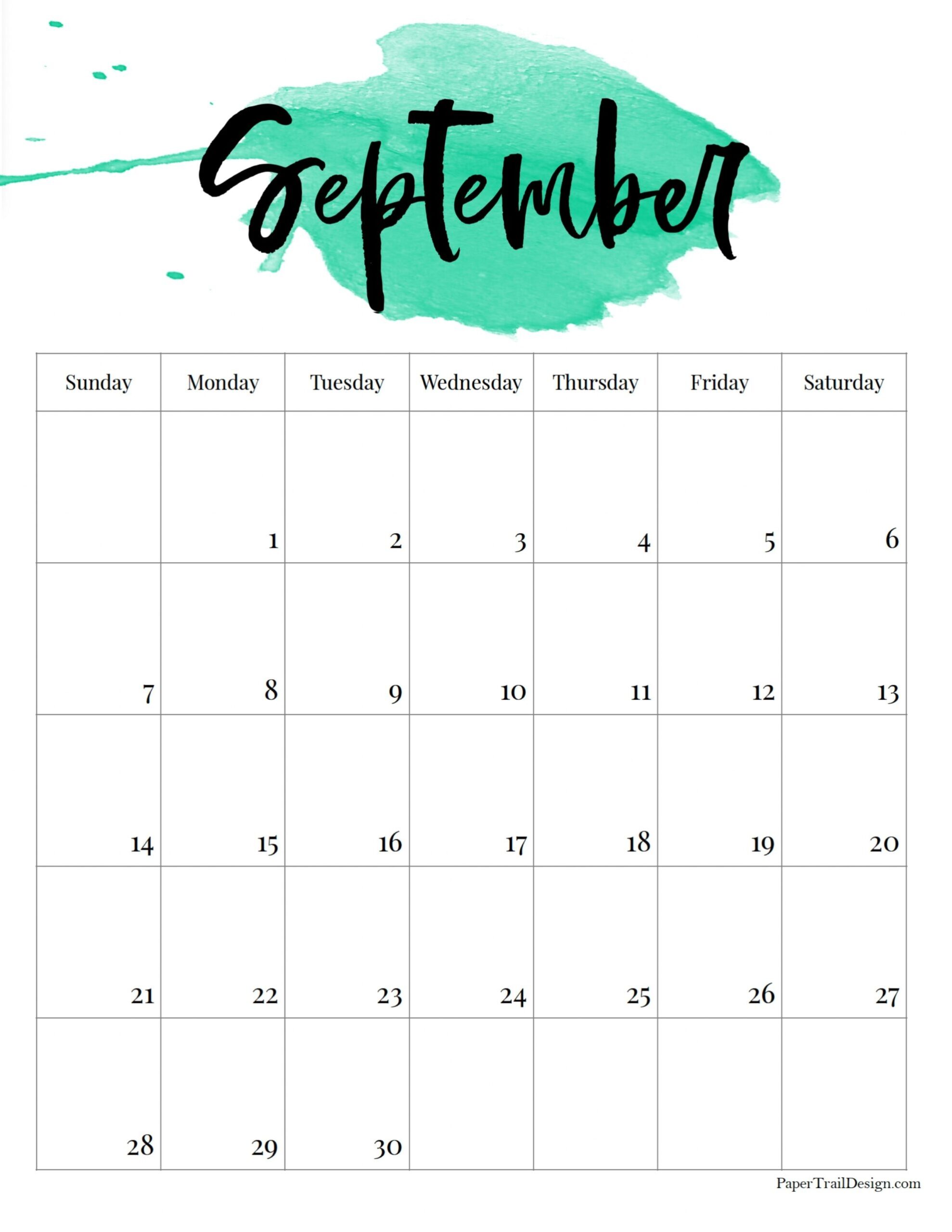Blank Calendar Page For September 2025
