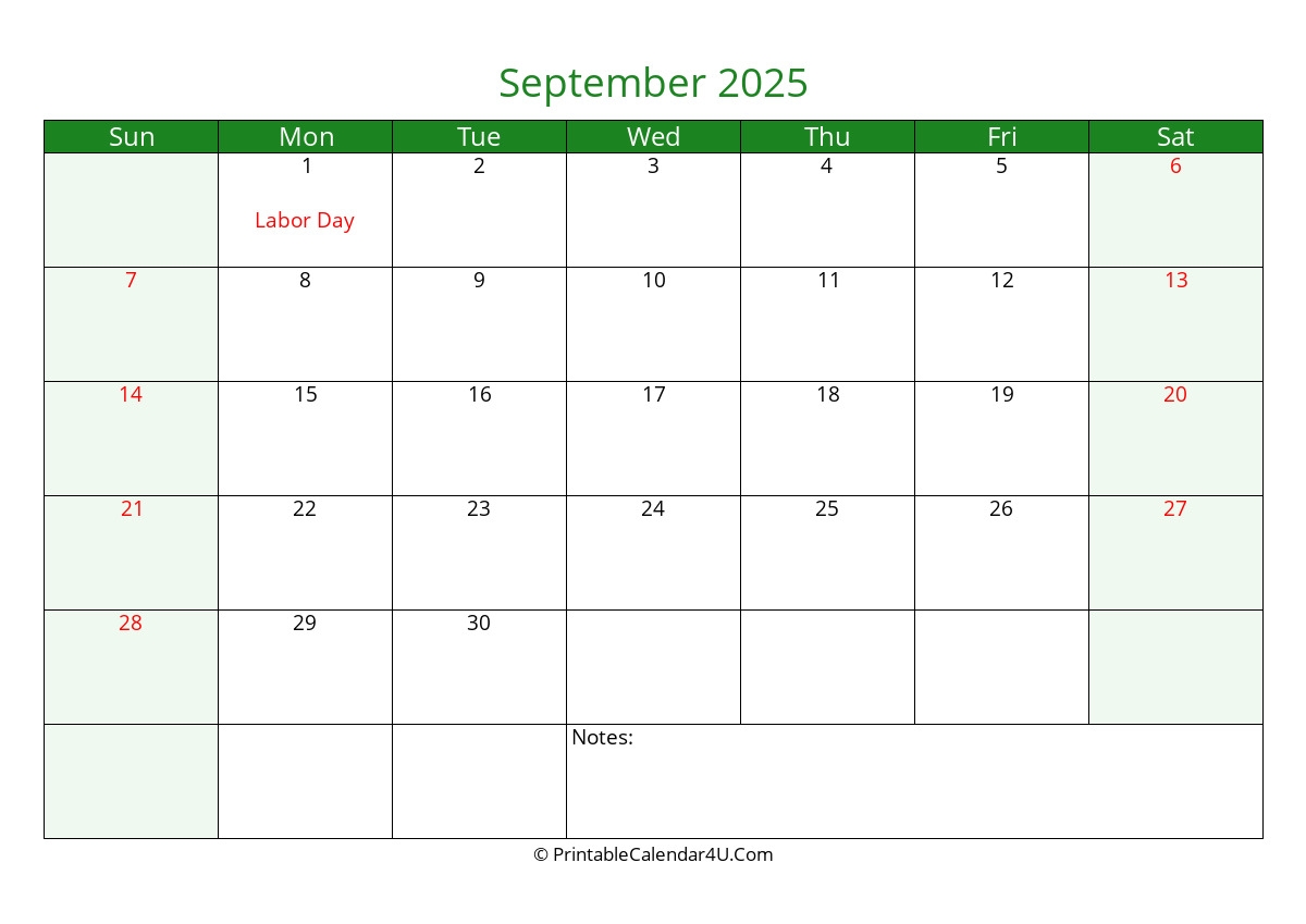 2025 September Calendars PrintableCalendar4U Com