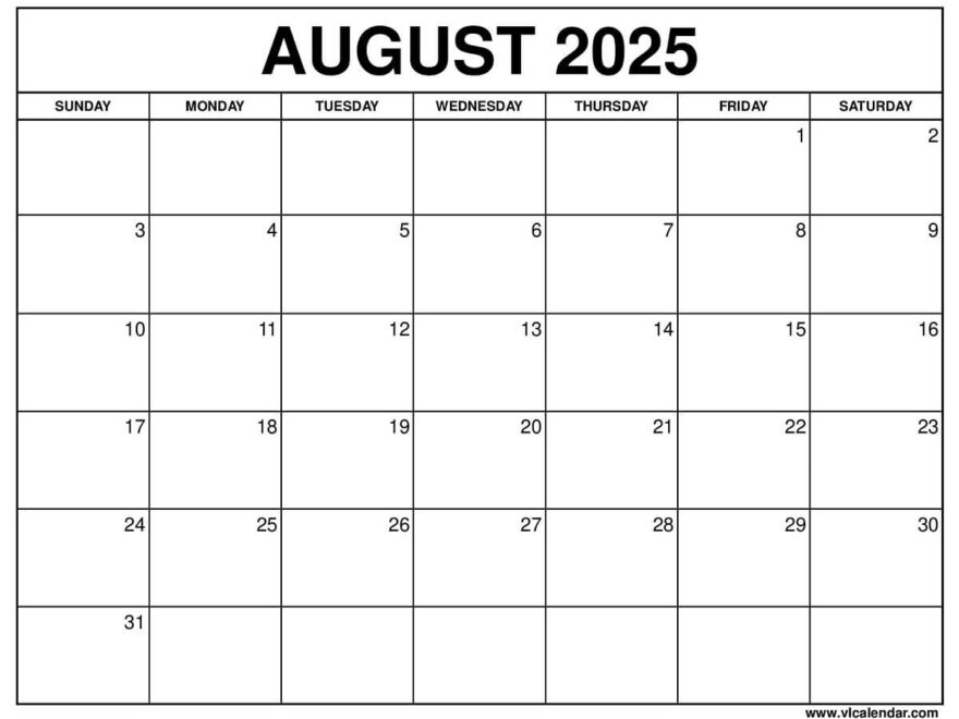 August 2025 Calendar Free Printable Templates Planning Guide