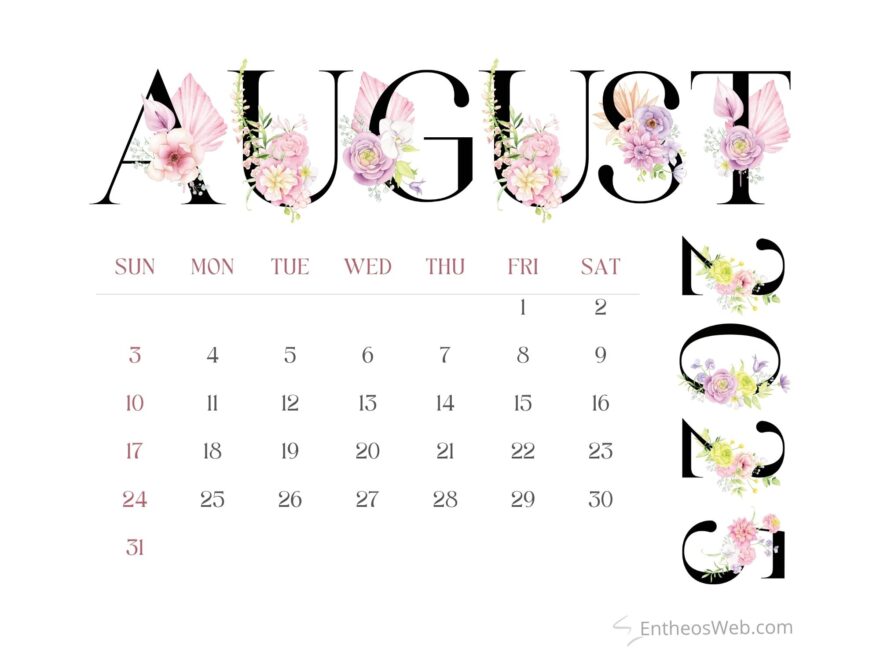 August 2025 Calendar Printables EntheosWeb