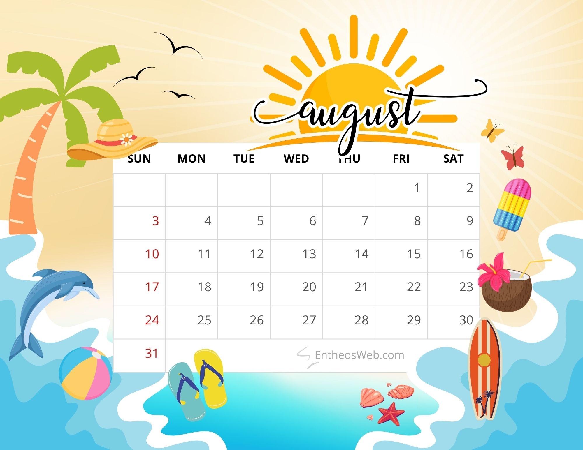 August 2025 Calendar Printables EntheosWeb