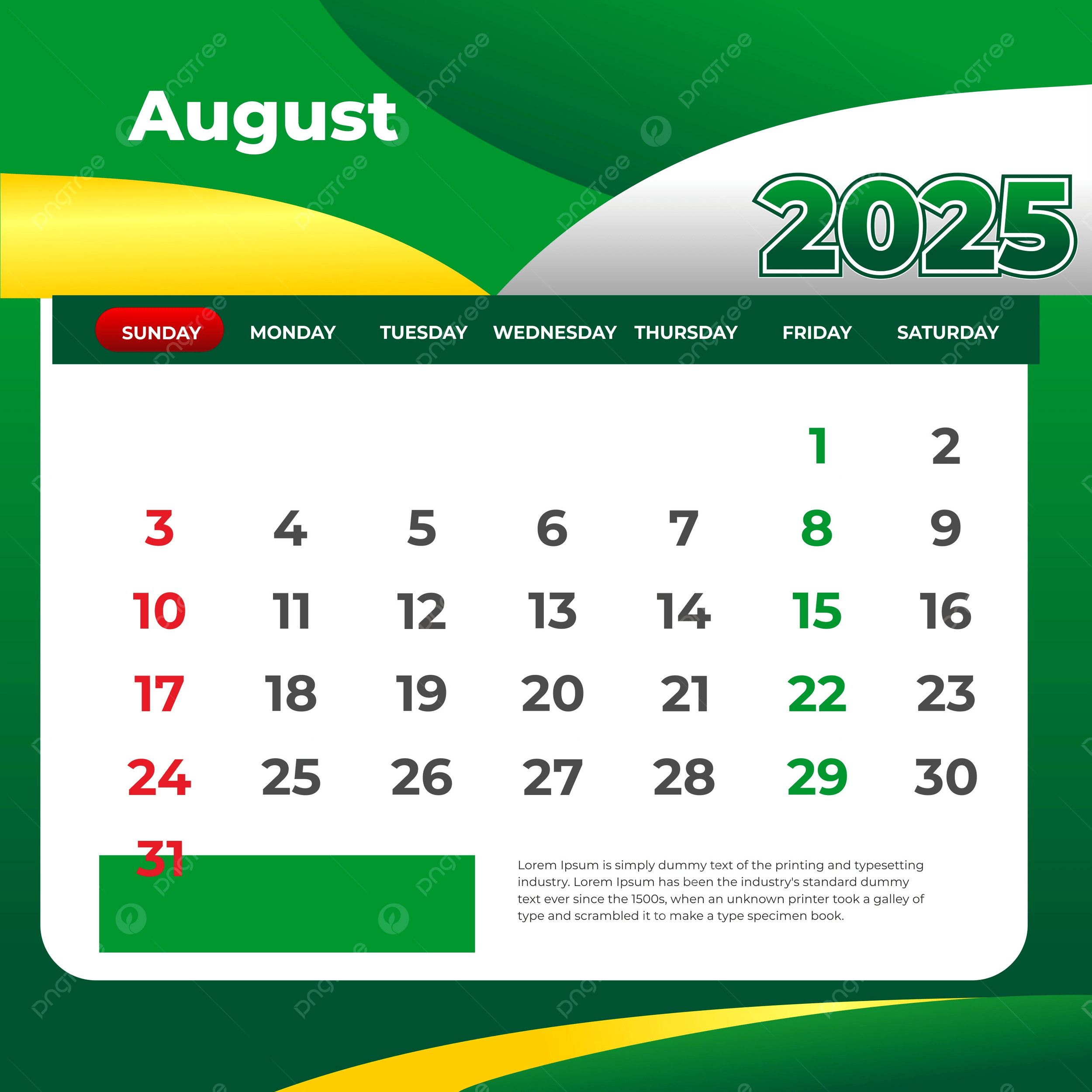 Printable Blank August 2025 Calendar