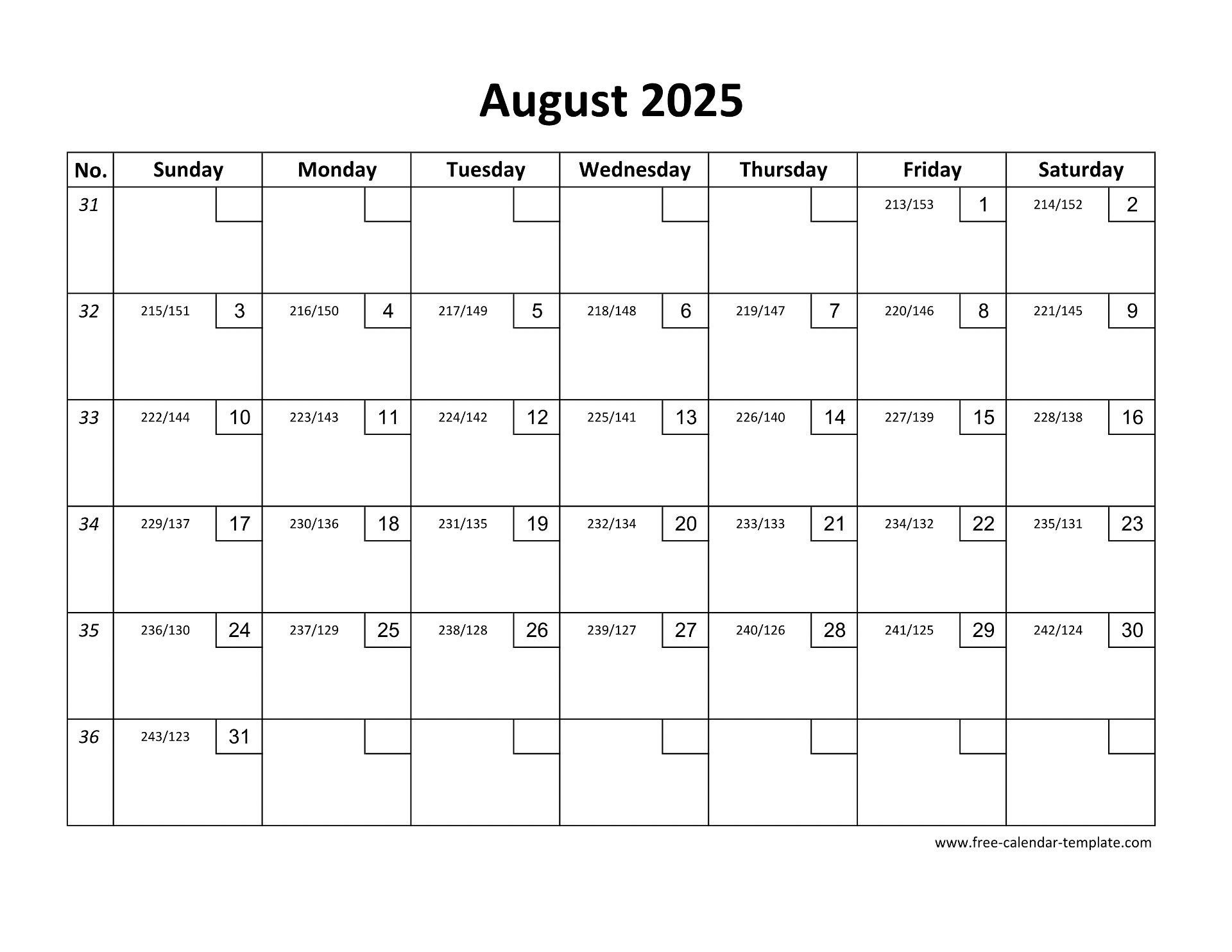 August 2025 Free Calendar Tempplate Free calendar template