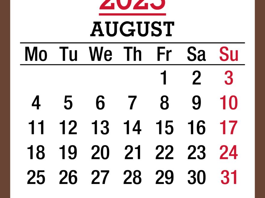 August 2025 Monthly Calendar Printable Free Brown Monday Start PashaCoffee