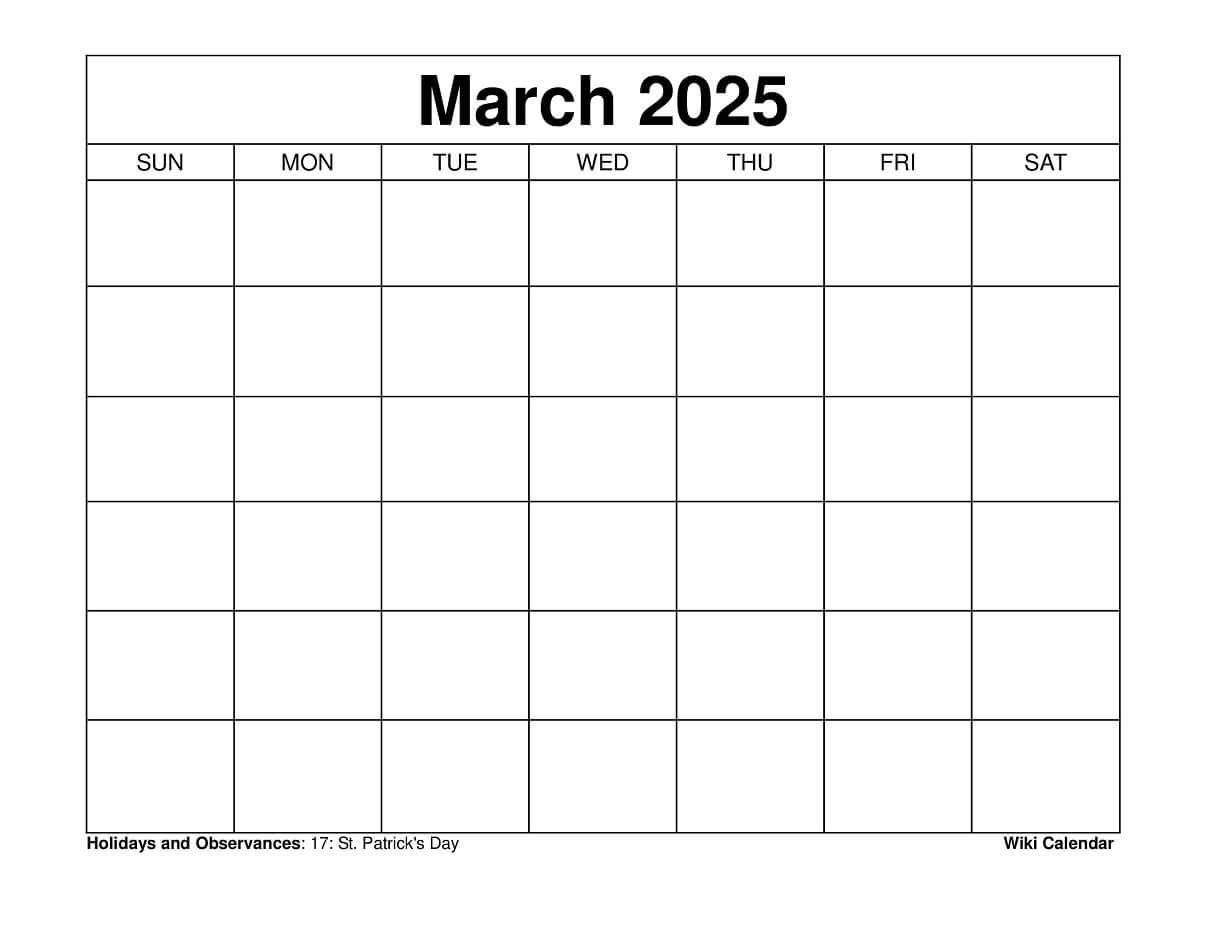 Blank March 2025 Calendar Wiki Calendar By Wiki Calendar Issuu