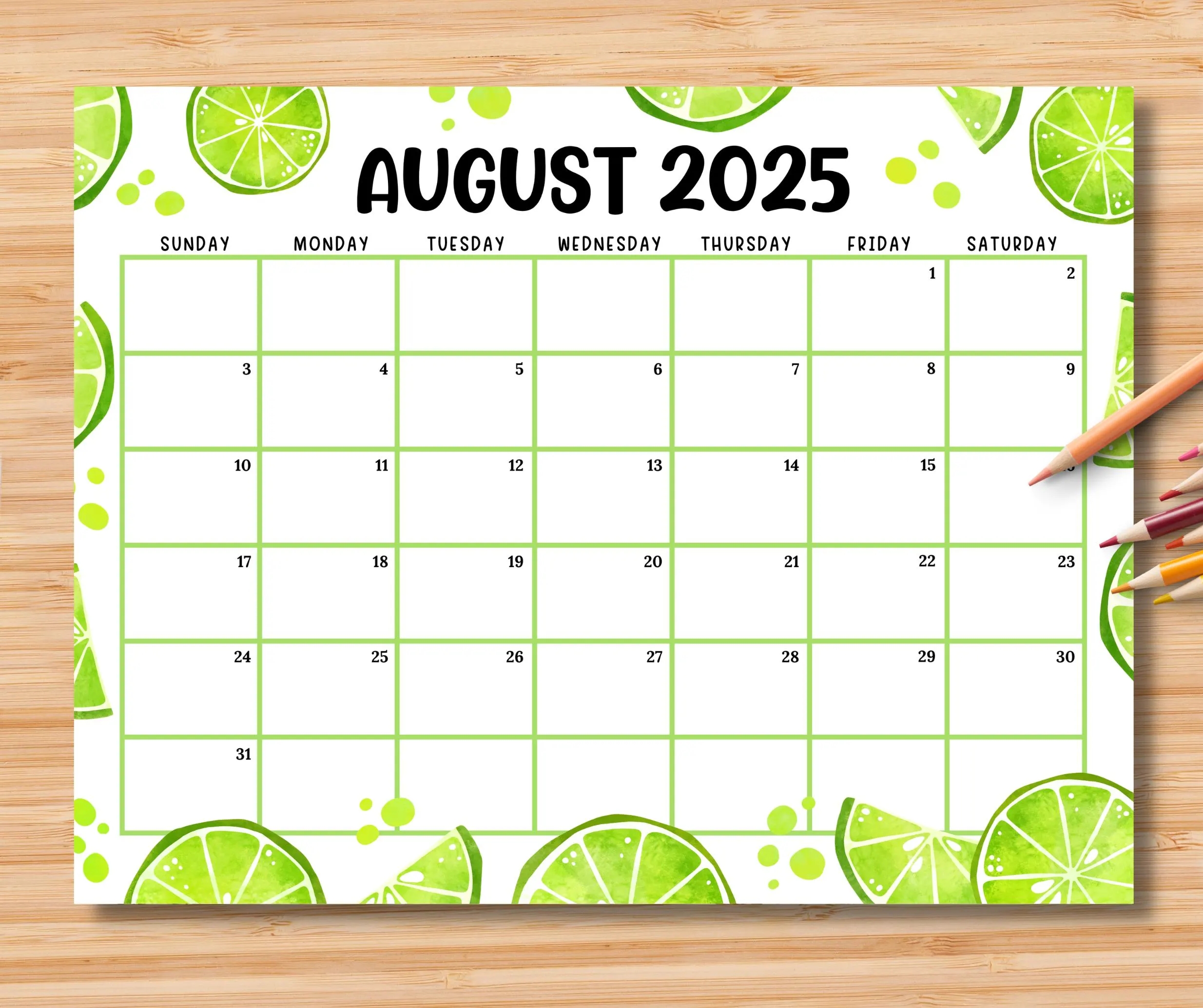 EDITABLE August 2025 Calendar Fresh Summer W Cute Lime Planner Printable Monthly Calendar For Kids Home Office Work Instant Download Etsy EDITABLE August 2025 Calendar Fresh Summer W Cute Lime Planner Printable Monthly Calendar For Kids Home Office Work Instant Download Etsy
