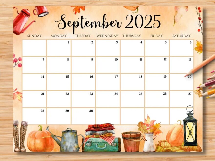 EDITABLE September 2025 Calendar Beautiful Cozy Fall Autumn Printable Kids School Schedule Classroom Calendar Instant Download Etsy