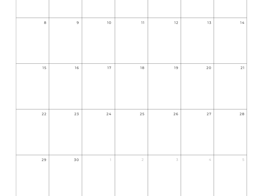 Free 2025 Calendar Printable Blank Portrait Templates