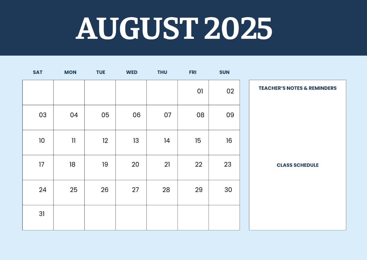 Free August 2025 Calendar Template To Edit Online