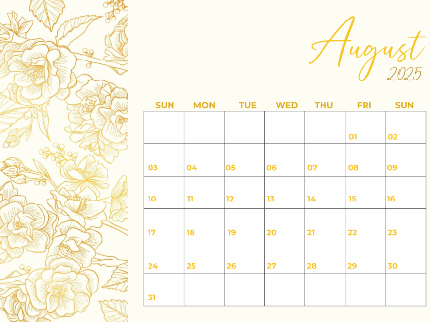 Free August 2025 Calendar Templates Editable And Printable