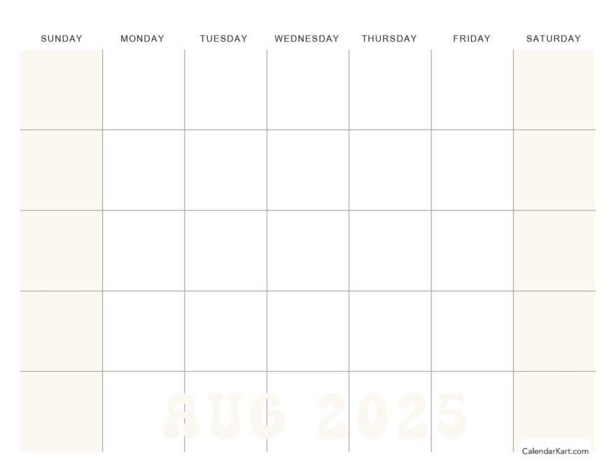 Free Cute Printable August 2025 Calendars CalendarKart