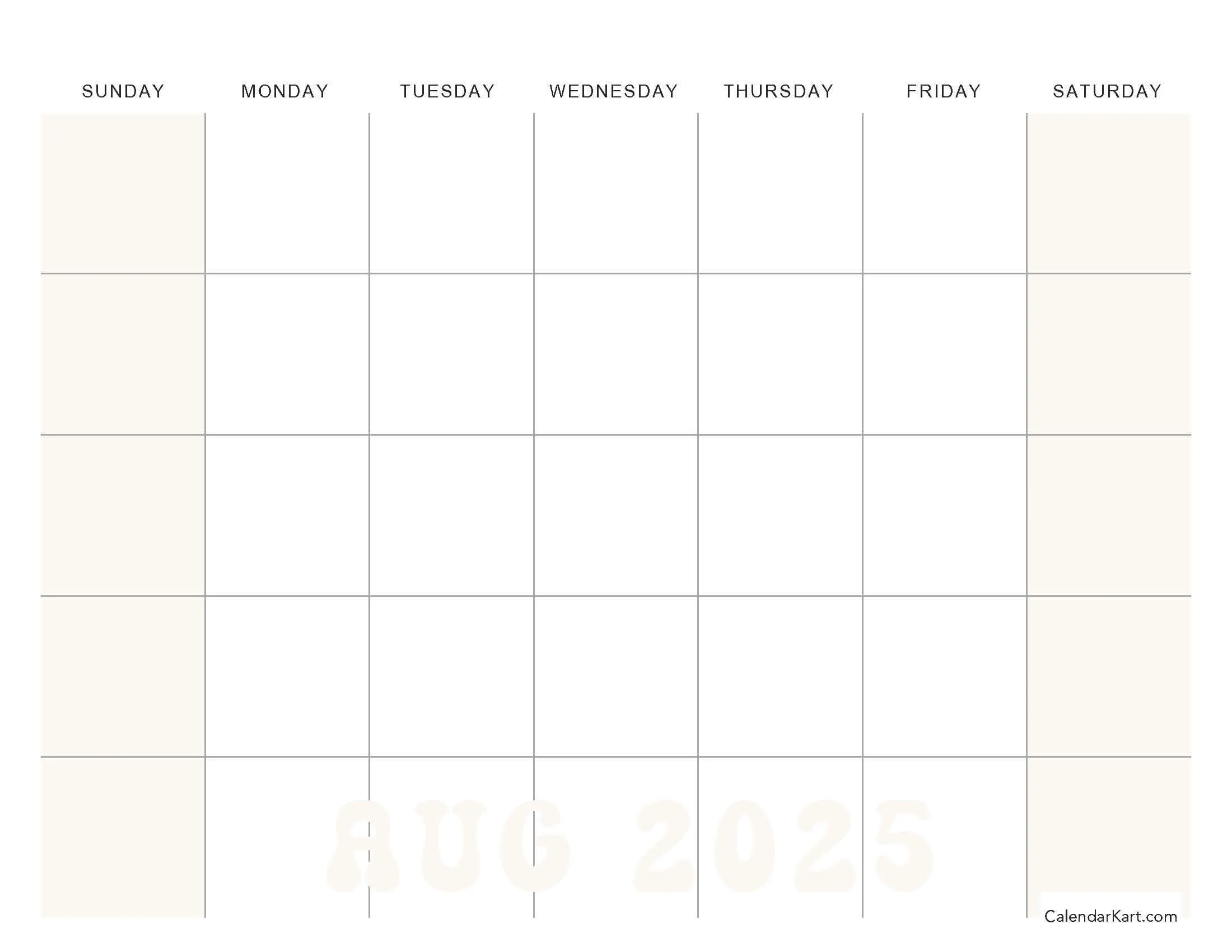 Free Cute Printable August 2025 Calendars CalendarKart