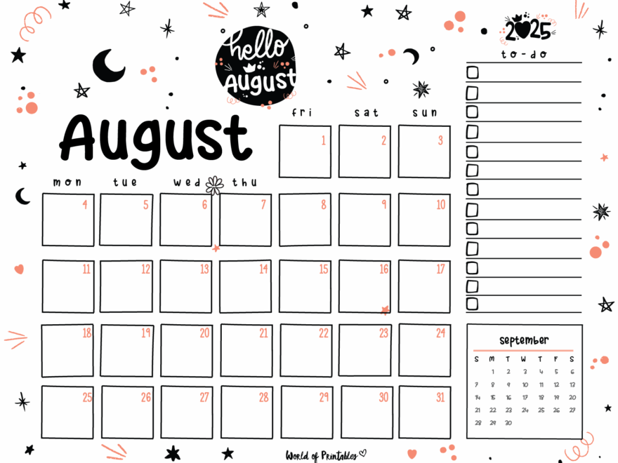 Free Printable August 2025 Planners