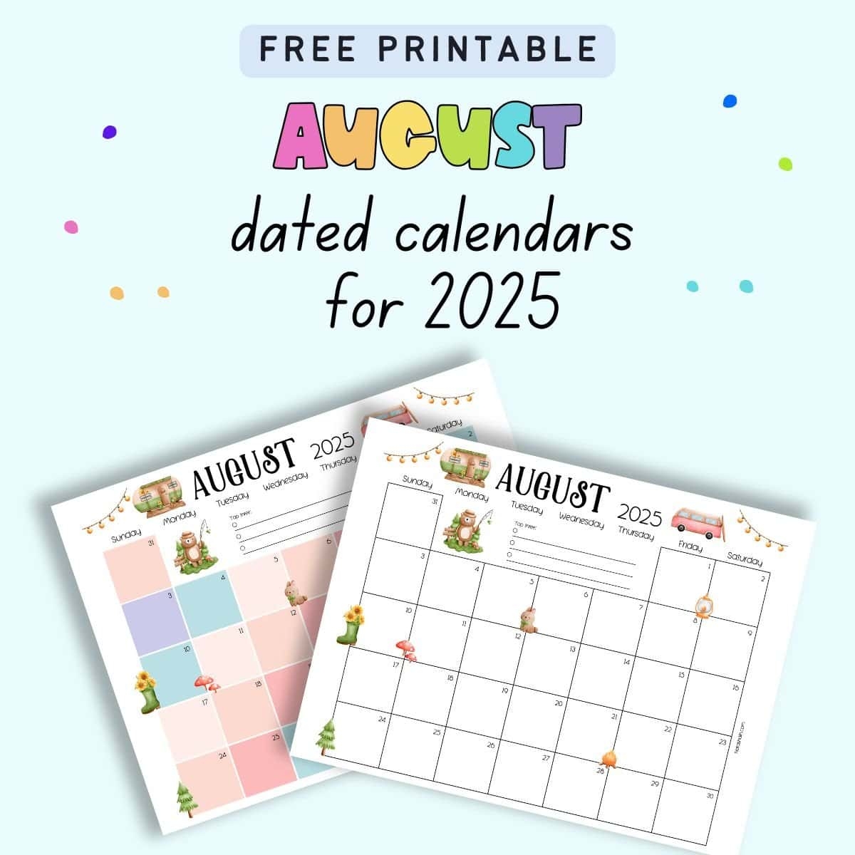 Free Printable August Calendar For 2025 The Artisan Life