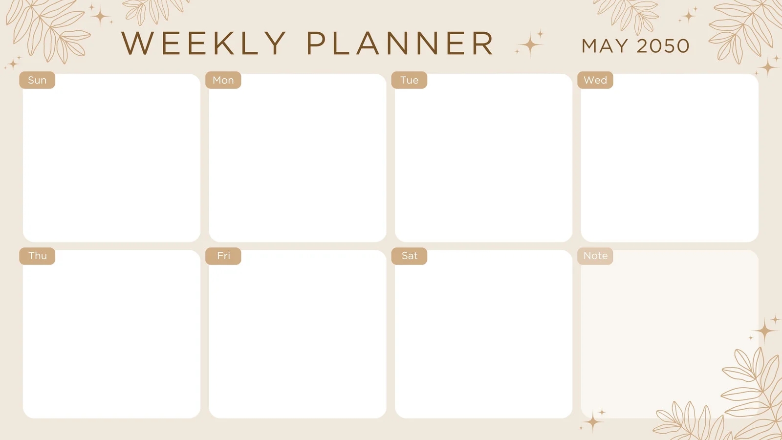 August Blank Weekly Calendar 2025
