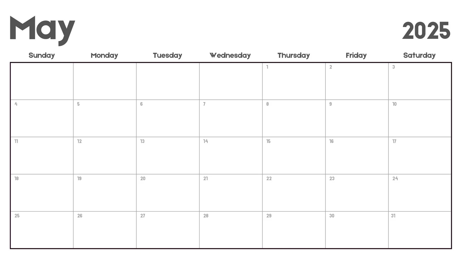 Free To Edit And Print May 2025 Calendar Templates Canva