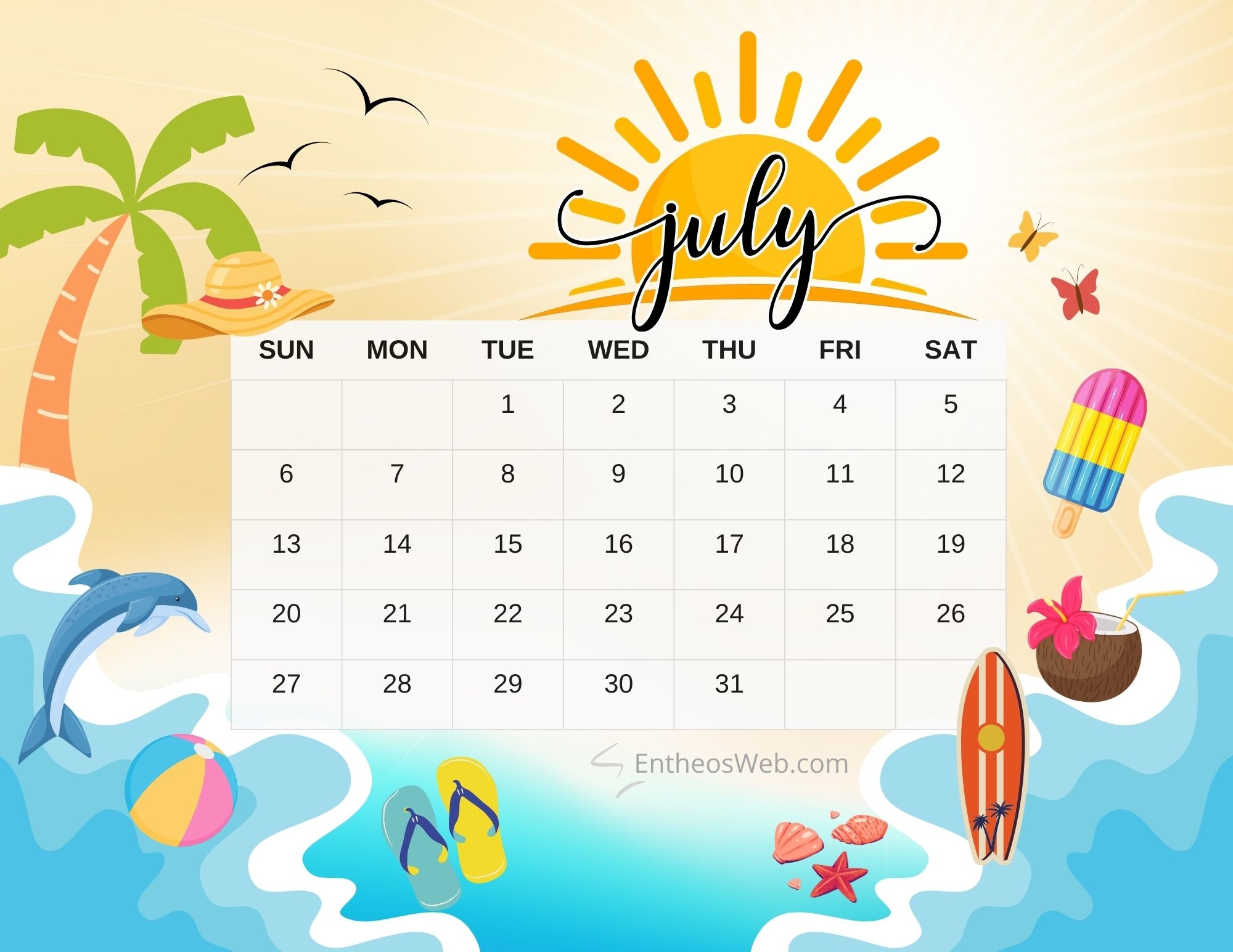 Fun Blank August 2025 Calendar