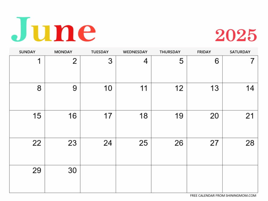June 2025 Calendar 55 Best Free Printable Templates