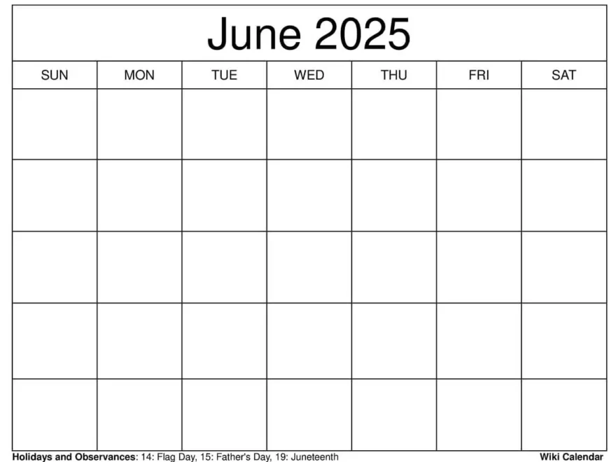 June 2025 Calendar Printable Templates More