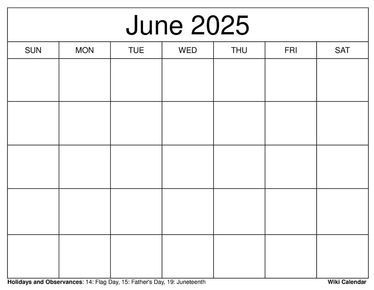 June 2025 Calendar Printable Templates More