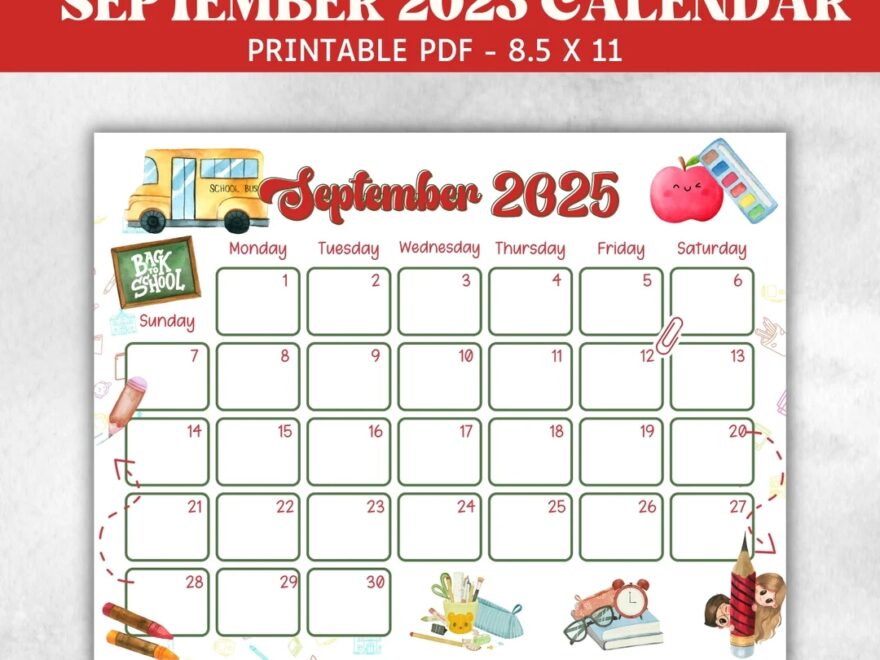 Kid September 2025 Calendar Printable 2025 Calendar Homeschool Preschool Calendar Board Children Monthly Planner Back To School Calendar Etsy