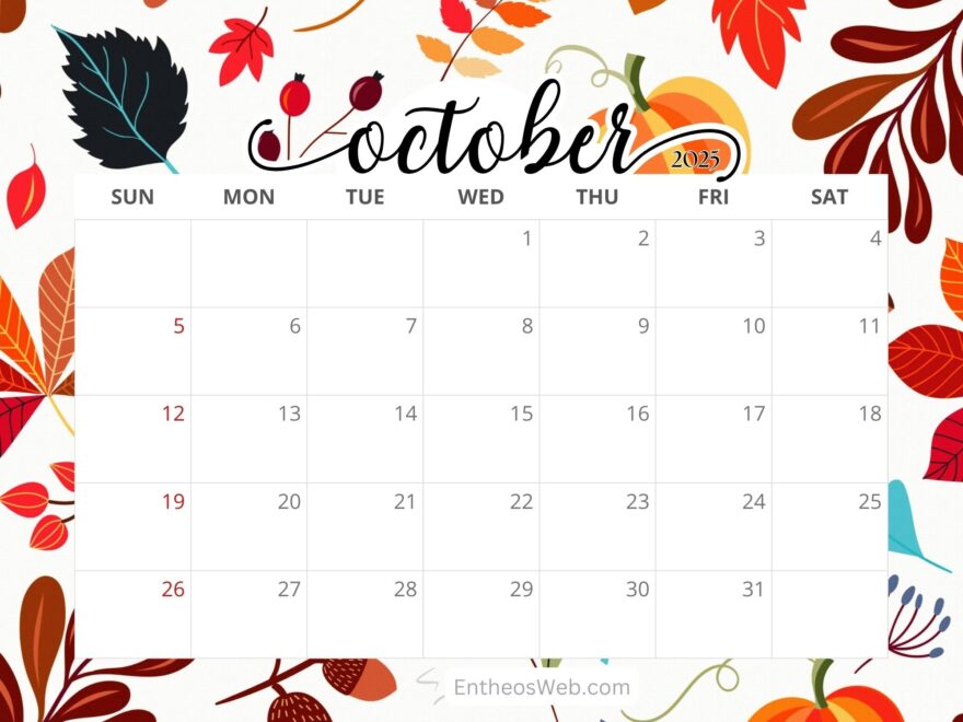 October 2025 Calendar Printables EntheosWeb