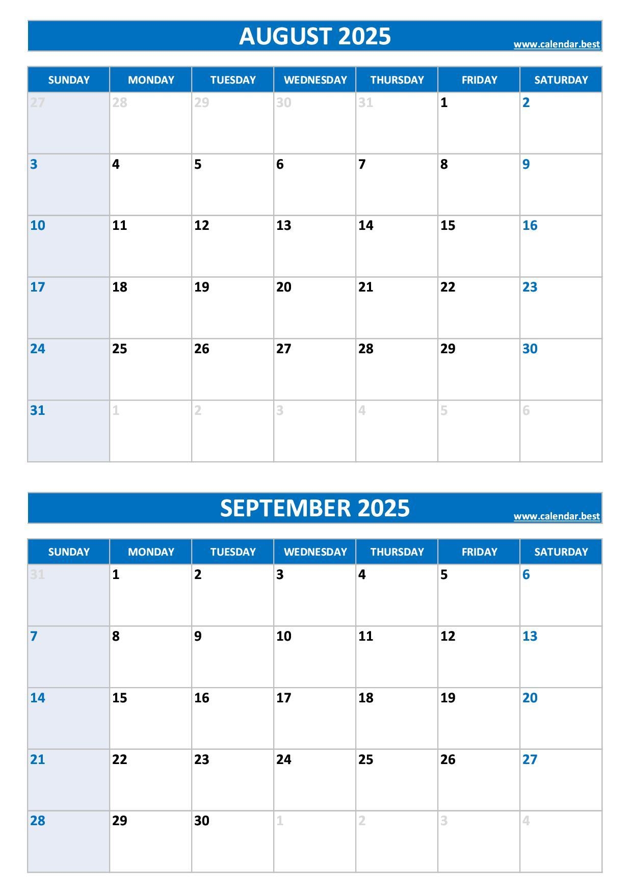 Blank Printable Sept 2025 Calendar