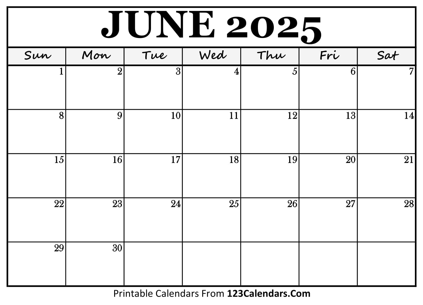 Printable June 2025 Calendar Templates Easy To Download Print