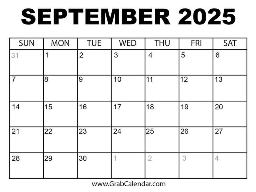 Printable September 2025 Calendar