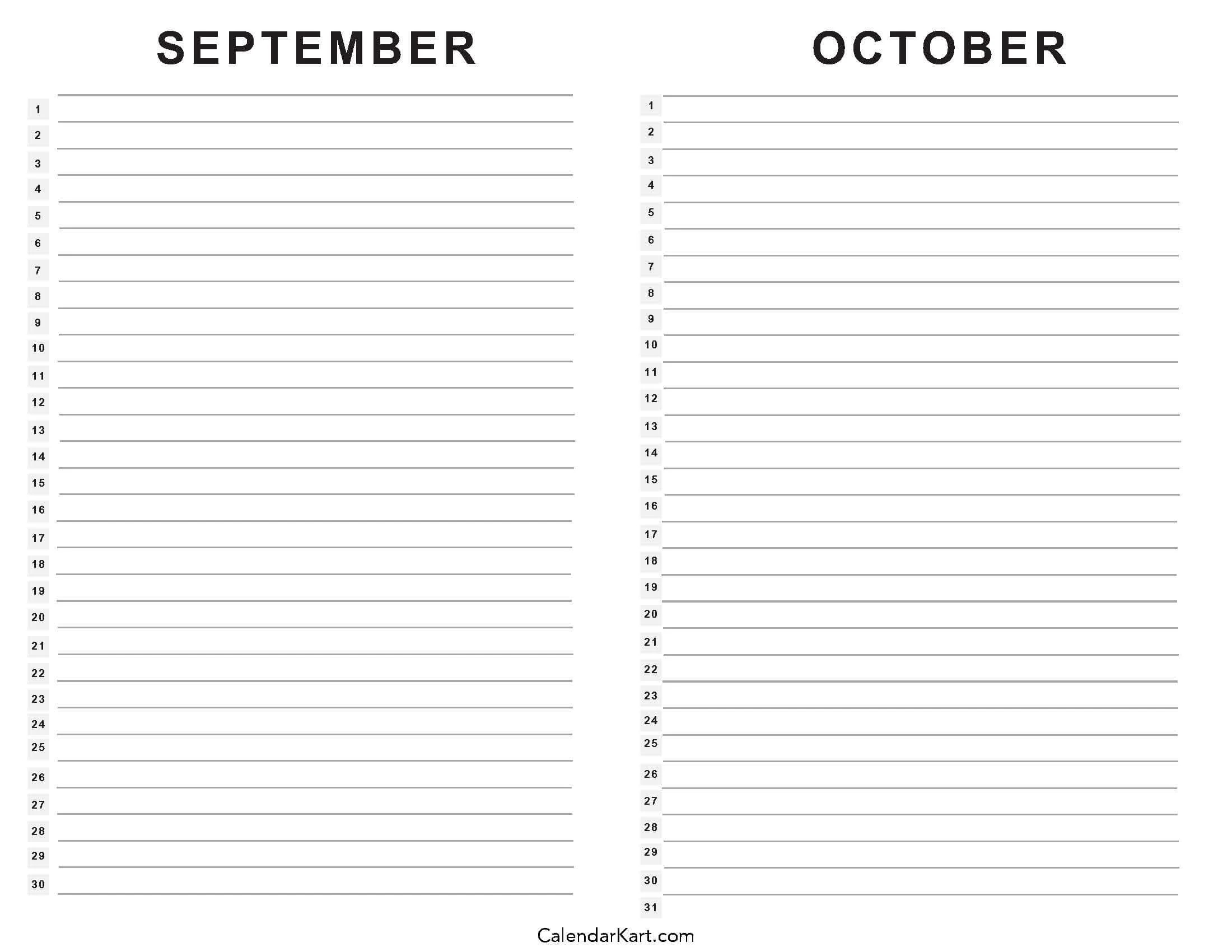 Printable September October 2025 Calendar Calendarkart
