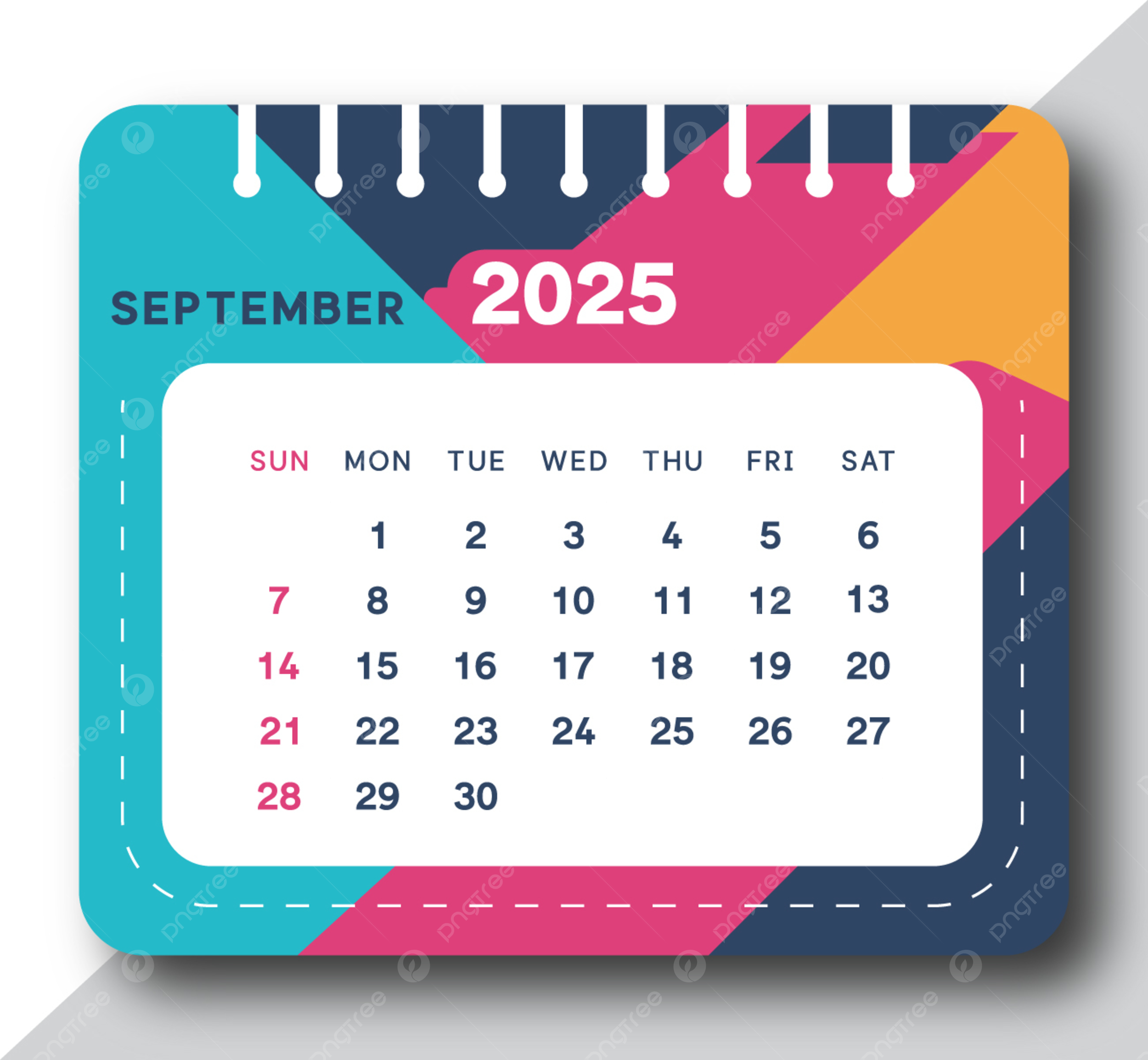 September 2025 Calendar Design Vector Template Download On Pngtree