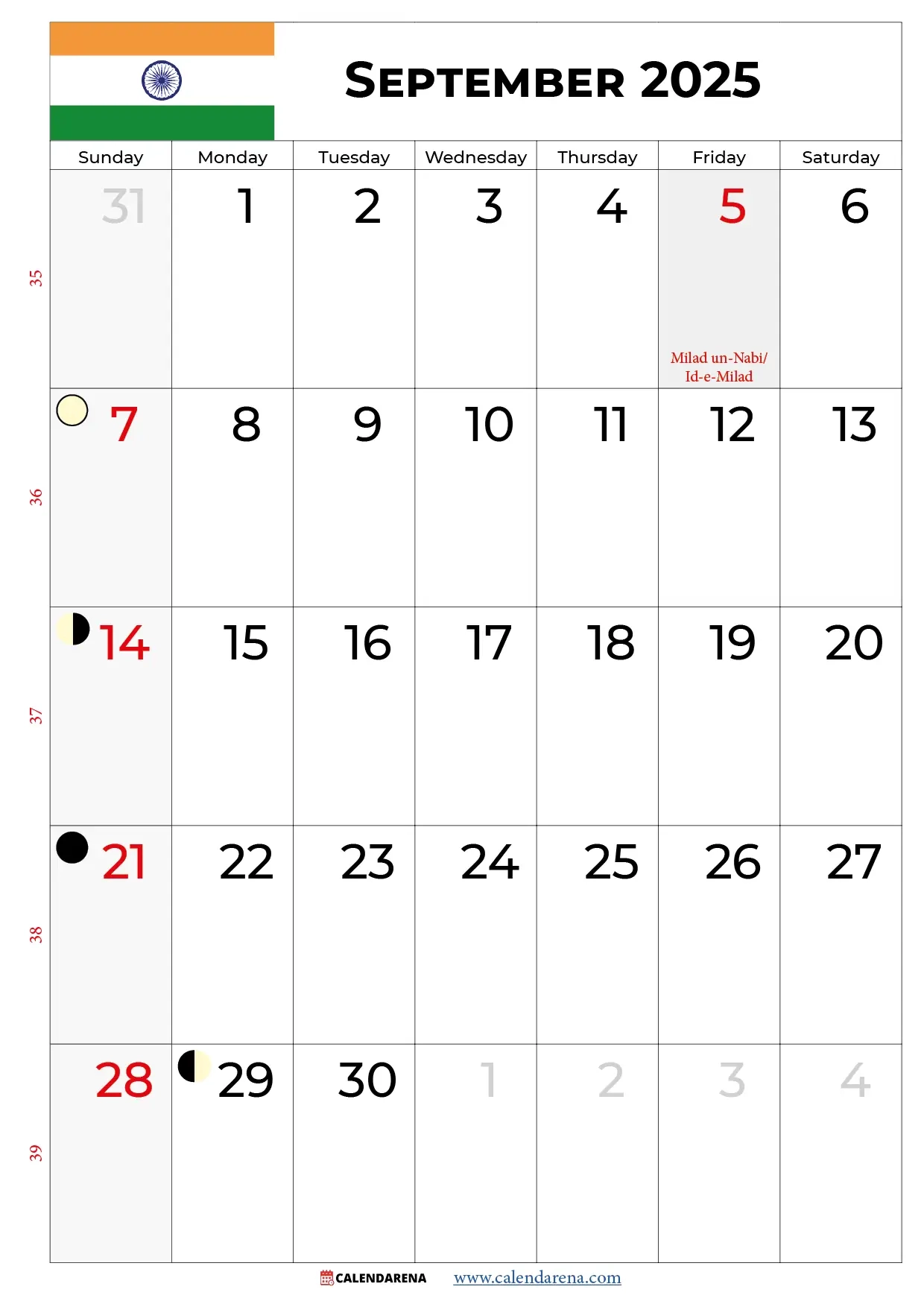 Blank Sept 2025 Calendar