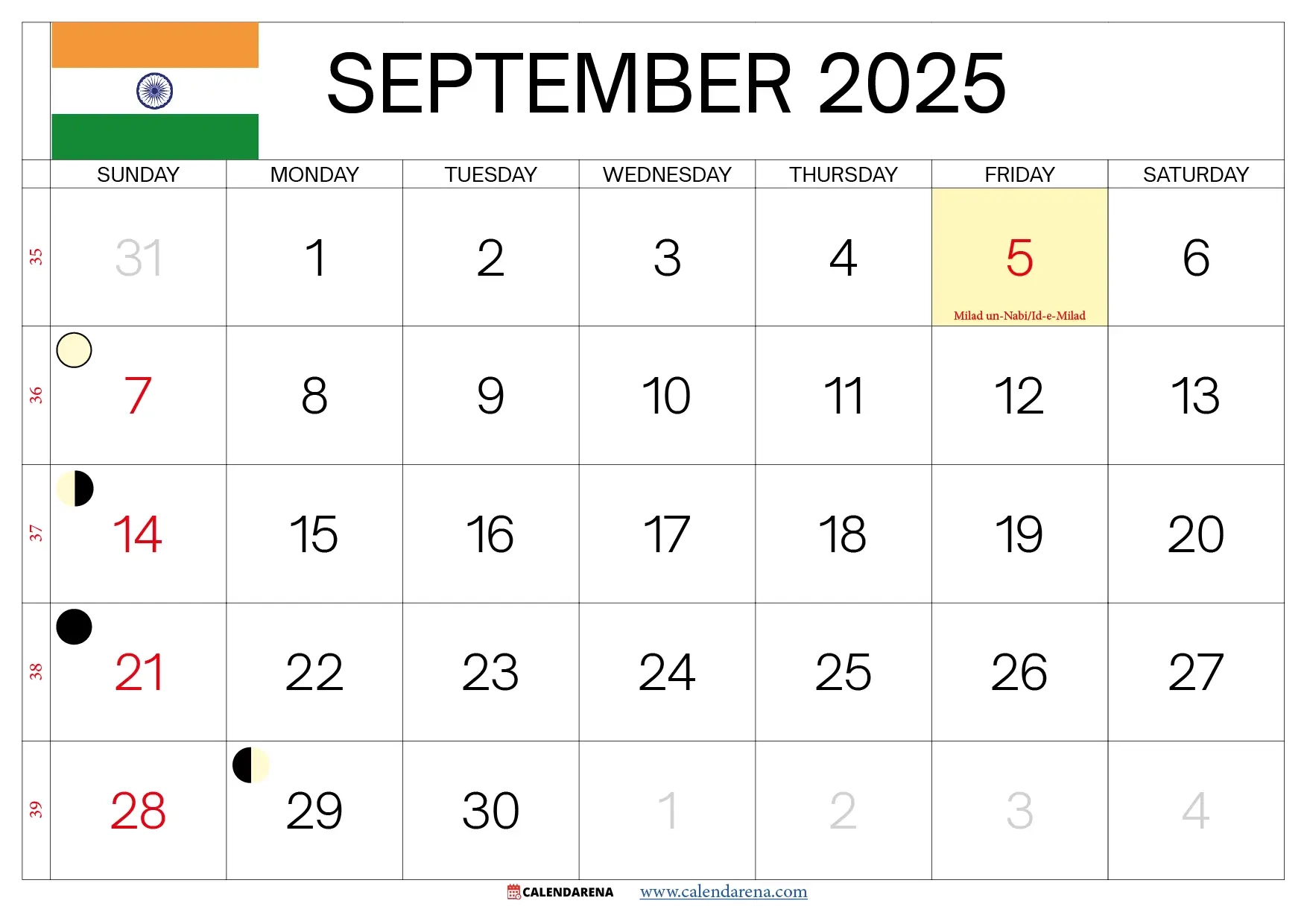 Blank Calendar Sept 2025