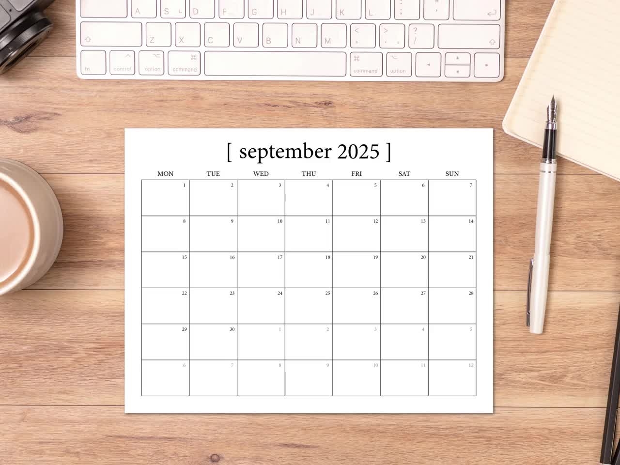 September 2025 Calendar Printable Minimal Dated September Monthly Calendar Instant Digital Download PDF Sunday Start Or Monday Start Etsy