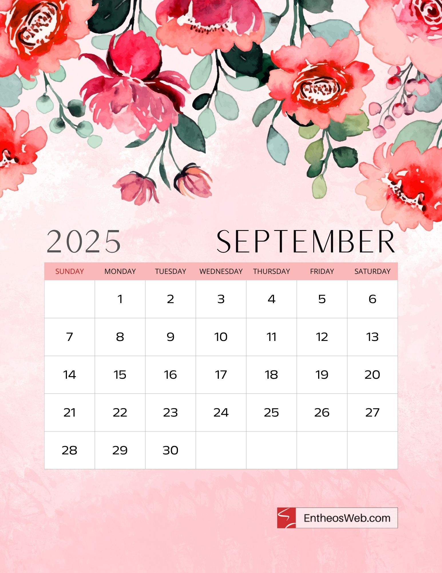 September 2025 Calendar Printables EntheosWeb