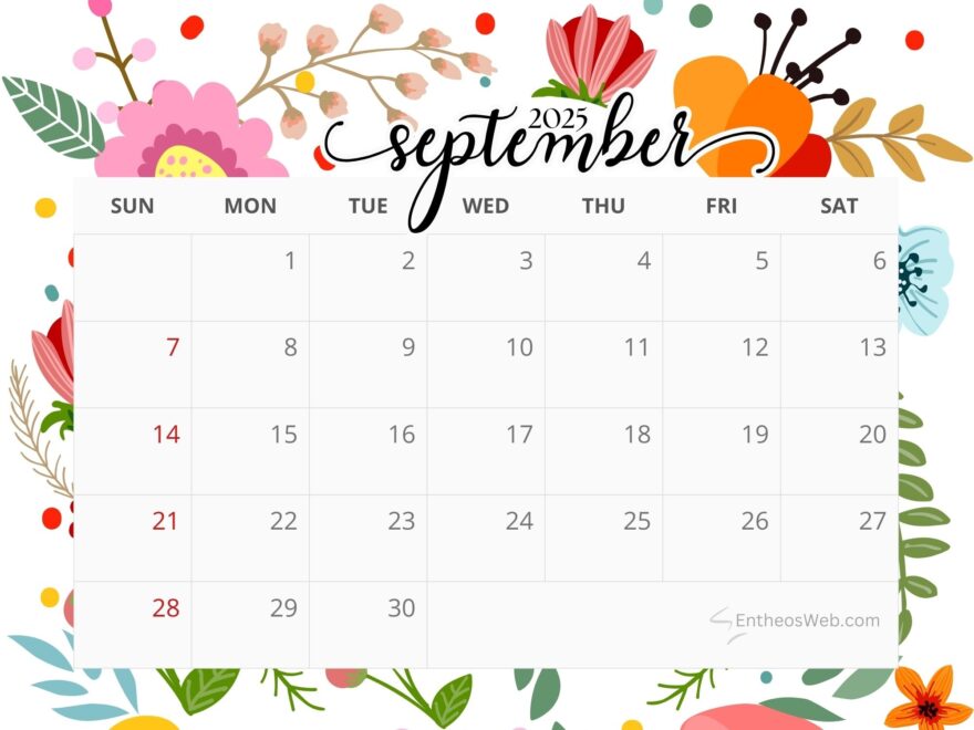 September 2025 Calendar Printables EntheosWeb