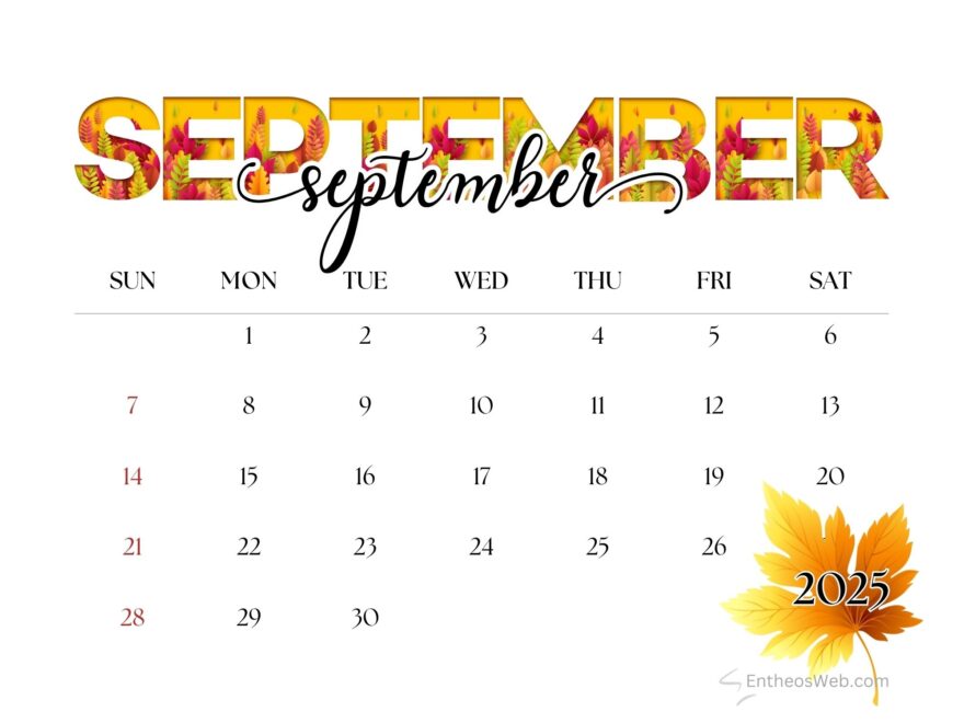 September 2025 Calendar Printables EntheosWeb