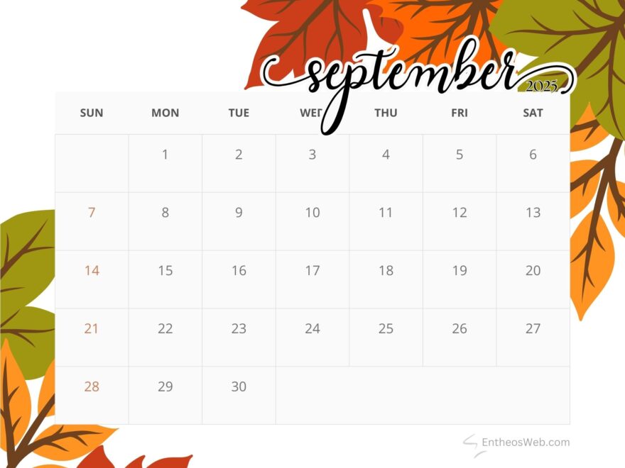 September 2025 Calendar Printables EntheosWeb