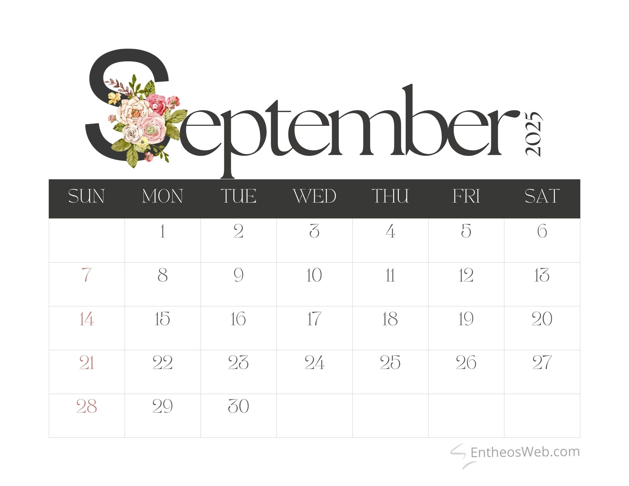 Blank Calendar September 2025 Template