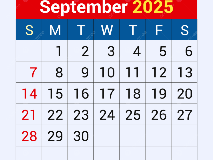 September Calendar 2025 Vector Template Download On Pngtree