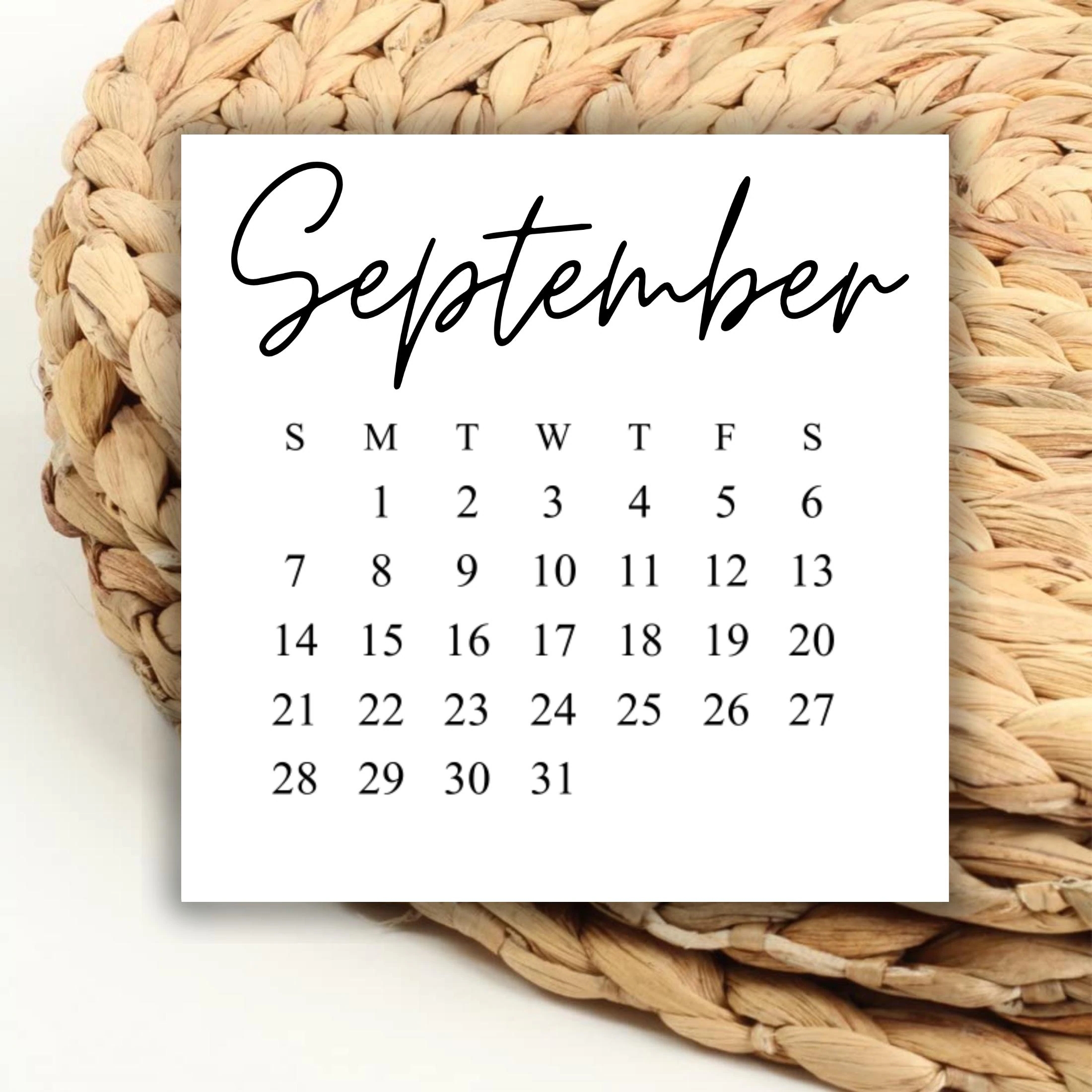 September Calendar Png Etsy