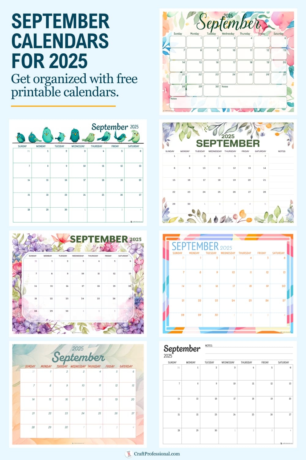 Blank Septemeber 2025 Calendar