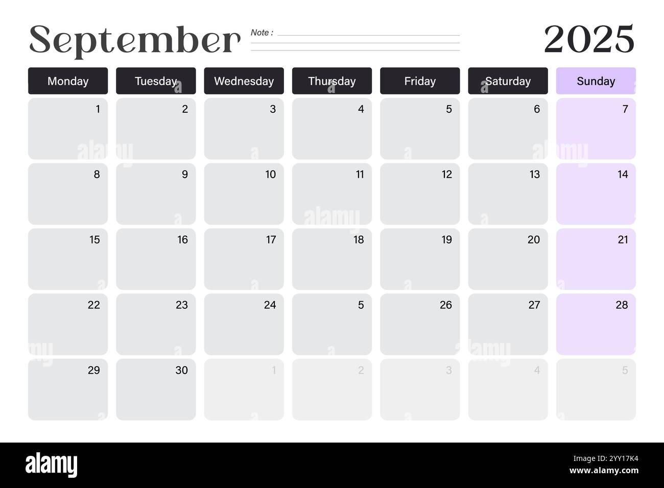 Simple 2025 Year Calendar Week Stock Vector Images Alamy